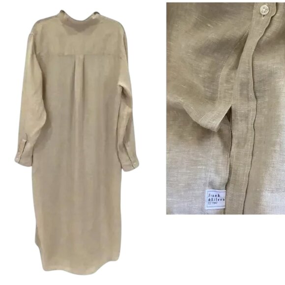 Frank & Eileen Rory Washed Linen Maxi Shirtdress In Sand Beige Size XXS - Picture 4 of 5